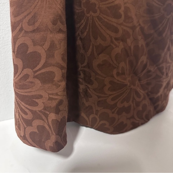 ODILLE Anthropologie NWT Brown Floral Jacquard Tie Front A-Line Dress Size 2 - Picture 11 of 16